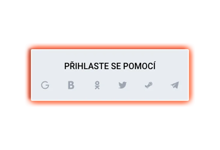 Možnost přihlášení přes sociální sítě