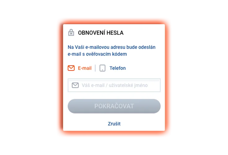 Možnost obnovení ztraceného účtu