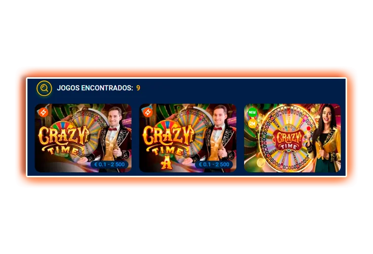 Vyberte hru Crazy Time v sekci kasinových her.